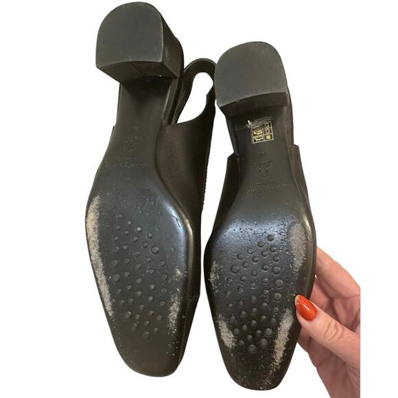 Pedro Garcia Isauri Slingback Black Satin Pumps - Size 40 (US Size 10) - Picture 2 of 6